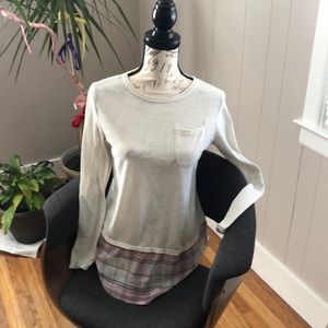 Long sleeve shirt with  plaid bottom